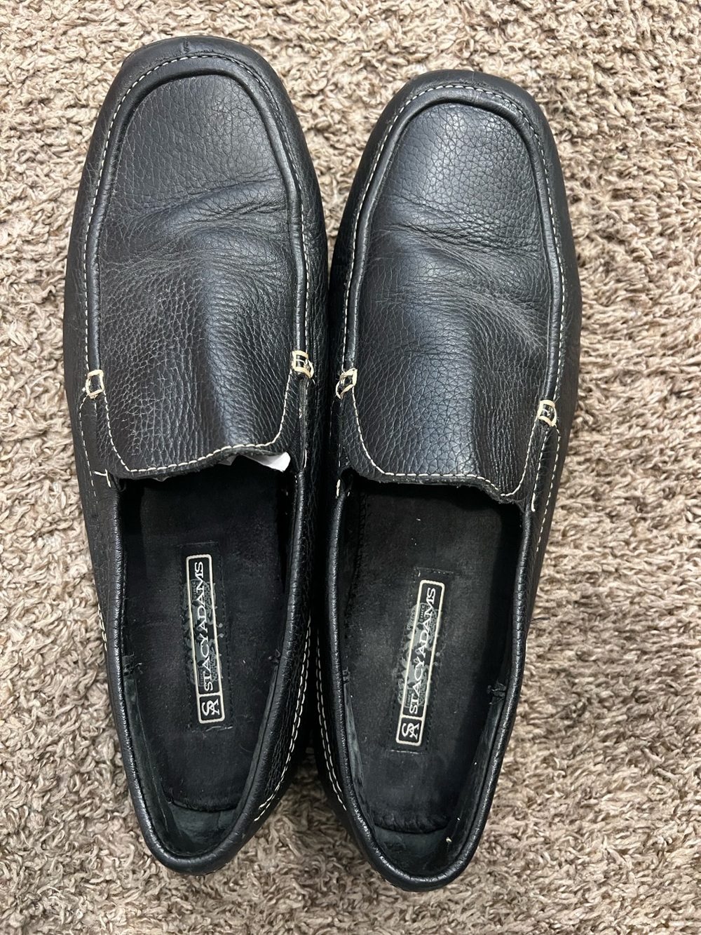 Stacy Adams black tumbled leather slip on loafers size 12m